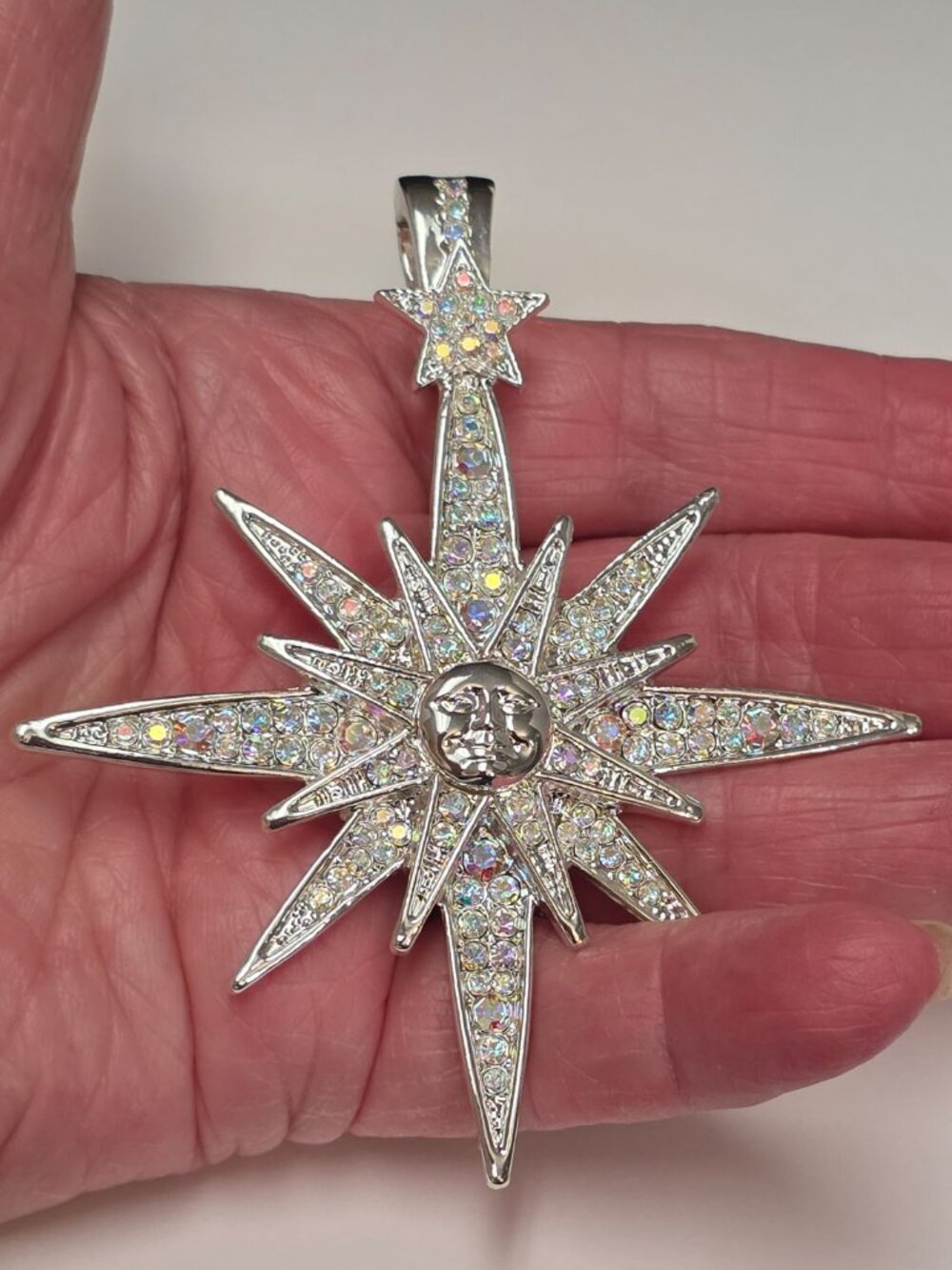 Kirks Folly Metallic Seaview Moon Super Star Foldover StatementPendant Silverton - Picture 3 of 6